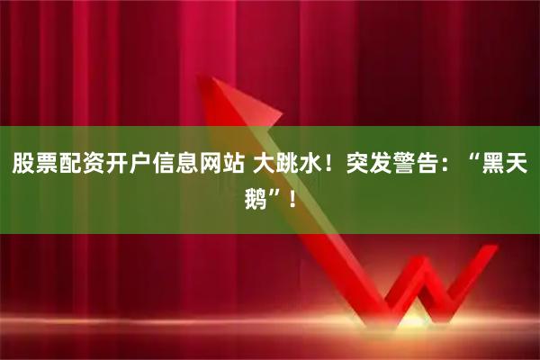 股票配资开户信息网站 大跳水！突发警告：“黑天鹅”！